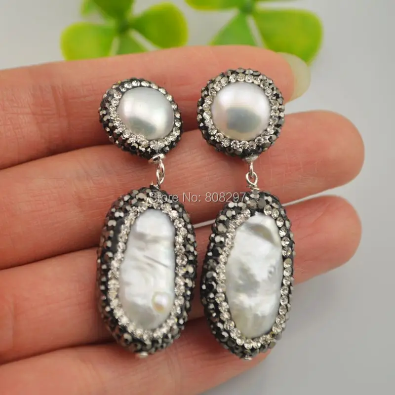 New Design 3Pair Natural Pearl Dangle Earrings Paved Black Gun Crystal Zircon Handmade Charm Pearl Earring
New Design 3Pair Natural Pearl Dangle Earrings Paved Black Gun Crystal Zircon Handmade Charm Pearl Earring