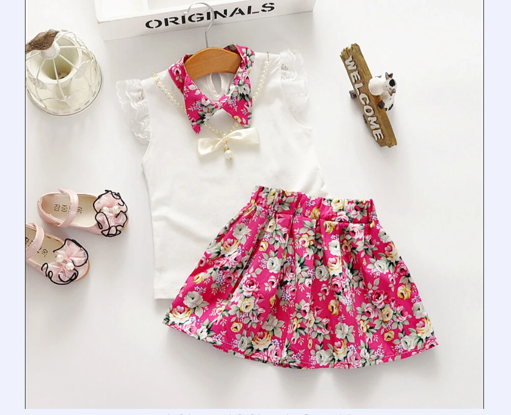 3pcs Baby Girls Toddlers Pearl Necklace+Top+Skirts Flower Sleeveless Outfits Summer Clothes Sets
3pcs Baby Girls Toddlers Pearl Necklace+Top+Skirts Flower Sleeveless Outfits Summer Clothes Sets
