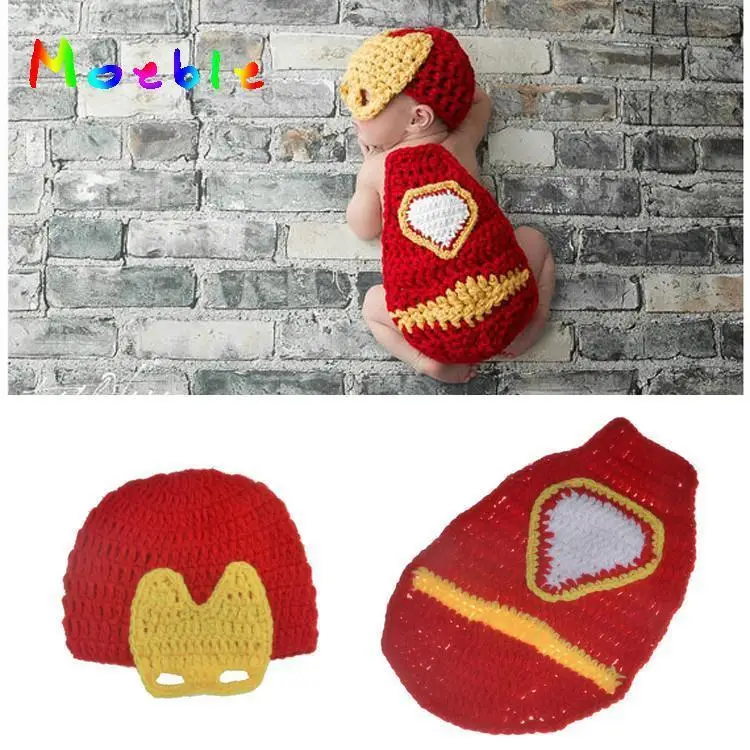 Вязаный крючком костюм Железного человека для новорожденных реквизит