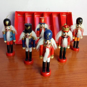 

Christmas Decoration 1pcs 12cm Zakka Wood Made Nutcracker Puppet New Year Christmas Desktop Ornaments Drawing Walnuts Soldiers,Q