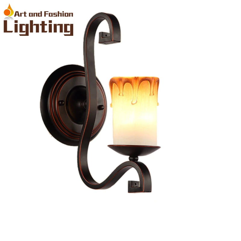 Image Decorative classic candle type wall sconce lamp iron wall lamp