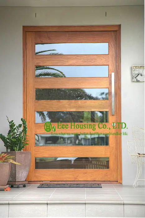 Image Wood pivot hinge doors, 6mm clear glass entry door for sale