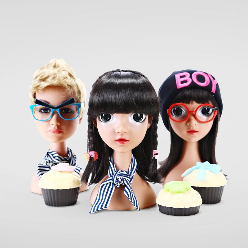 Unbreakable Lovely Big Eyes Realistic Plastic kidchild mannequin dummy head for Wig Sunglass Display manikin heads (2)