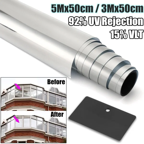 3Mx50cm / 5Mx50cm 15% VLT Chrome Silver Window Tint Film Solar Reflective Window Film One Way Privacy Tint
3Mx50cm / 5Mx50cm 15% VLT Chrome Silver Window Tint Film Solar Reflective Window Film One Way Privacy Tint