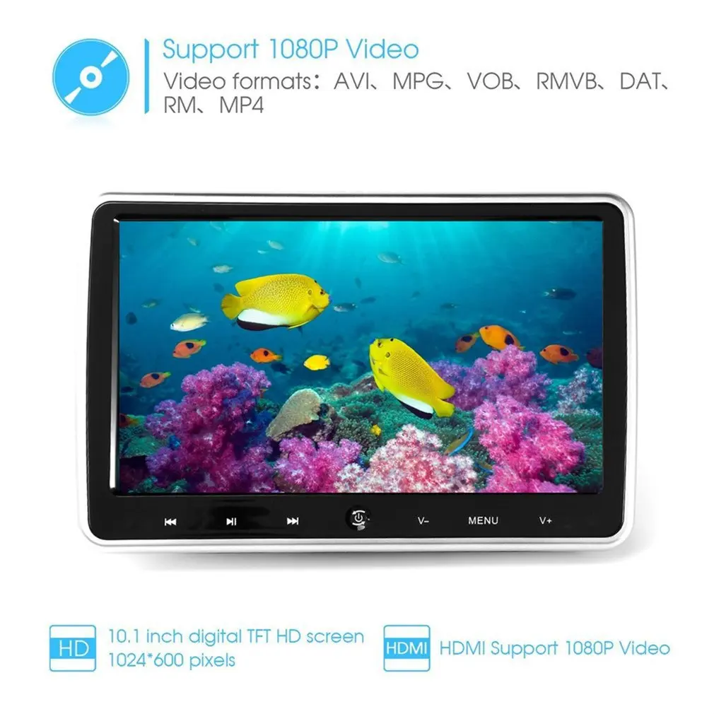 10.1 Inch Ultra-thin Car Headrest DVD Player 1024*600 Support Power-off Memory Function with OSD Display & Remote Control
10.1 Inch Ultra-thin Car Headrest DVD Player 1024*600 Support Power-off Memory Function with OSD Display & Remote Control