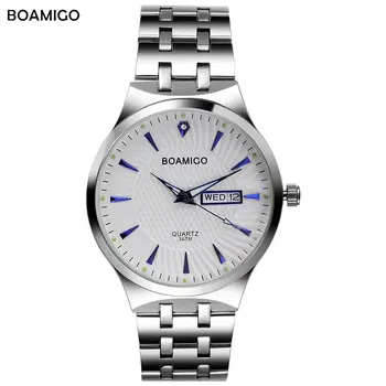 BOAMIGO Luxury Brand Business Mens Watches Steel Strap Waterproof Watch Quartz Silver Wristwatch Calender Date Relogio Masculino
BOAMIGO Luxury Brand Business Mens Watches Steel Strap Waterproof Watch Quartz Silver Wristwatch Calender Date Relogio Masculino