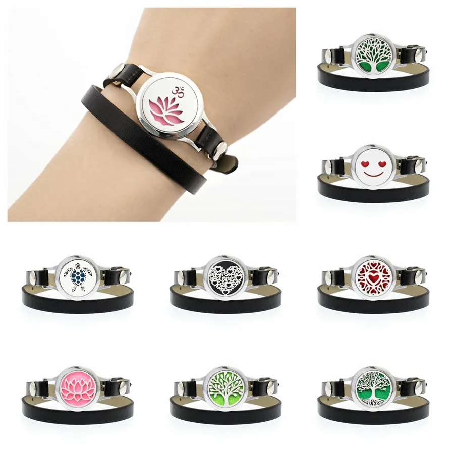 25mm Tree of life Lotus Aroma Essential Oil diffuser Charm Bracelet twist PU leather Bracelet 14 colors can choose 10Pads
25mm Tree of life Lotus Aroma Essential Oil diffuser Charm Bracelet twist PU leather Bracelet 14 colors can choose 10Pads