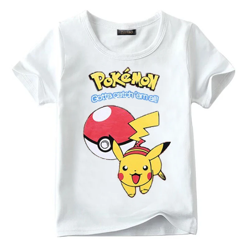 Summer boys and girls 2018 children cartoon children 100% cotton short sleeved T-shirt Picacho 3-9 year old clothes