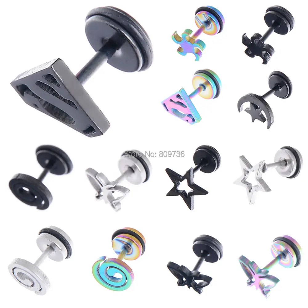 2PCS Gothic Faux Star Ear Plug Stainless Steel Mens Ear Stud Screw Silver Black Skull Earrings Piercing jewelry Wholesale
2PCS Gothic Faux Star Ear Plug Stainless Steel Mens Ear Stud Screw Silver Black Skull Earrings Piercing jewelry Wholesale