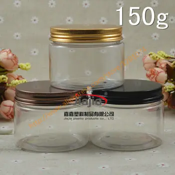 Cosmetic packaging 150g transparent plastic bottle PET Cream jar 150ml Food pot with black/gold/bronze aluminum cap
Cosmetic packaging 150g transparent plastic bottle PET Cream jar 150ml Food pot with black/gold/bronze aluminum cap