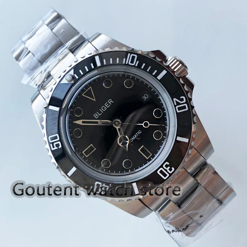 40mm Bliger Black dial blue marks ceramic Bezel Steel Automatic movement Uhr men's Watch
40mm Bliger Black dial blue marks ceramic Bezel Steel Automatic movement Uhr men's Watch