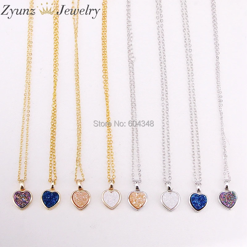 10 Strands ZYZ316-5577 Natural Crystal Quartz Titanium Stone Charms Necklace, Heart shape Rainbow Drusy Pendant Necklace
10 Strands ZYZ316-5577 Natural Crystal Quartz Titanium Stone Charms Necklace, Heart shape Rainbow Drusy Pendant Necklace