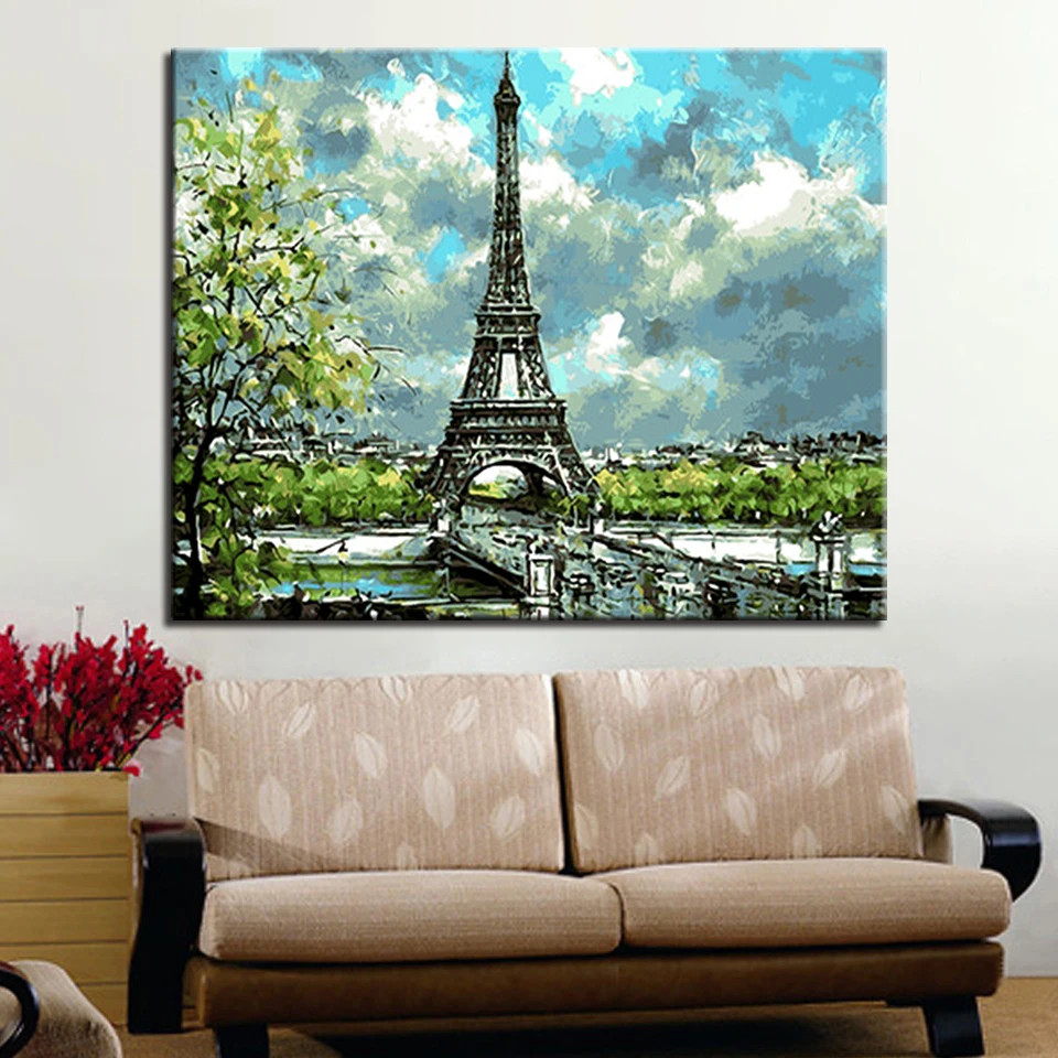 Frame-DIY-Home-Decoration-Painting-Wall-Canvas-Eiffel-Tower-Landscape-Modular-Acrylic-Handpainted-By-Numbers-For