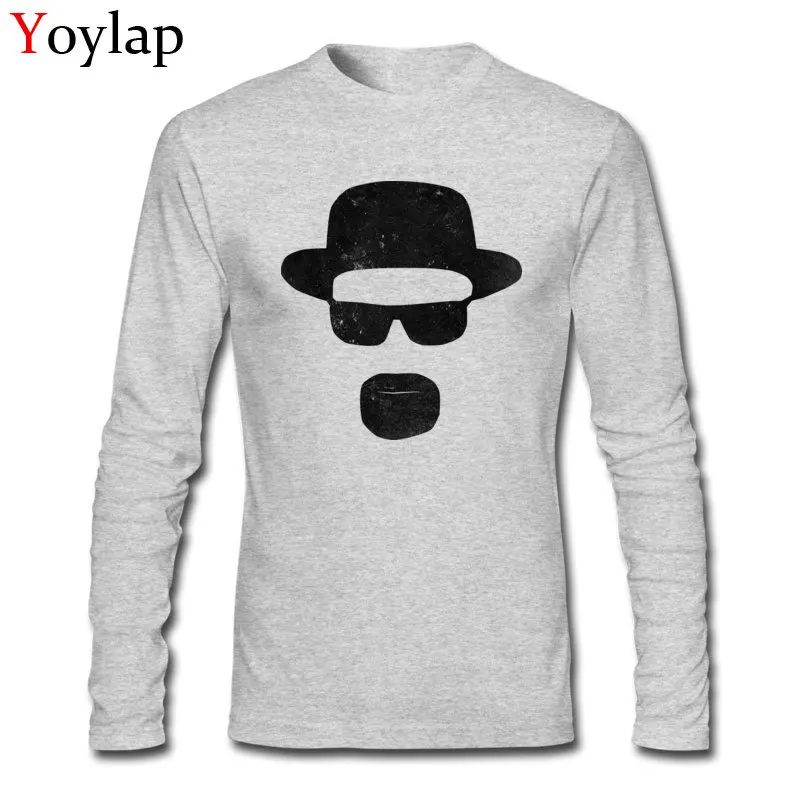 Slim Fit Unique Tops T Shirt Mr. Walter White Summer Fall Long Sleeve 100% Cotton O-Neck Boy T-shirts Unique Tee Shirt Mr. Walter White grey