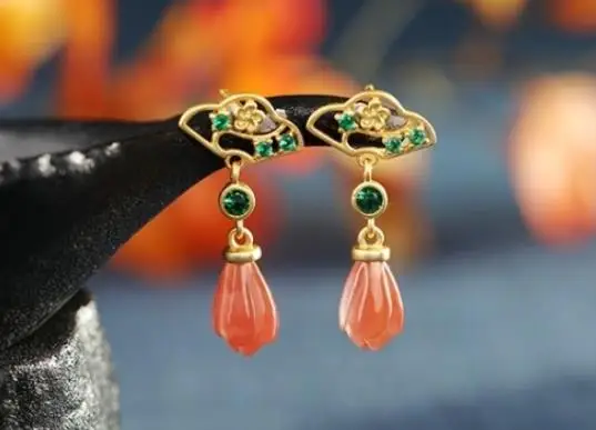 Sterling S925 925 silver Drop Earrings gilding natural stone trendy earring 28MM
Sterling S925 925 silver Drop Earrings gilding natural stone trendy earring 28MM