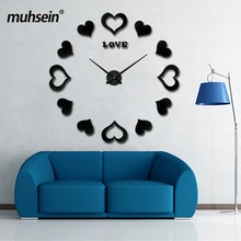 2019 pegatina decorativa Relojes de pared decoración de diseño moderno hogar 3d Reloj de pared nuevo gran reloj de pared regalo de boda envío gratis(China)