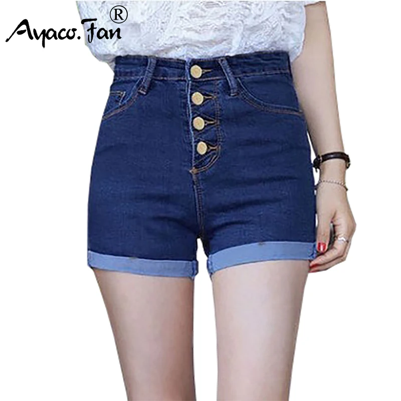 2019 Women 4 Buttons Elastic High Waist Shorts Fashion Feminino Denim Shorts for Women Loose Cuffs Straight Blue Short Jeans
2019 Women 4 Buttons Elastic High Waist Shorts Fashion Feminino Denim Shorts for Women Loose Cuffs Straight Blue Short Jeans