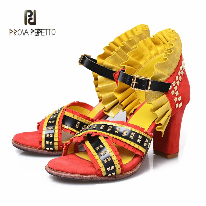 Prova Perfetto Summer New Designer Euramerican Style Flowers Women Sandals High-end with Rivet Mixed Colors Sexy Sandals
Prova Perfetto Summer New Designer Euramerican Style Flowers Women Sandals High-end with Rivet Mixed Colors Sexy Sandals