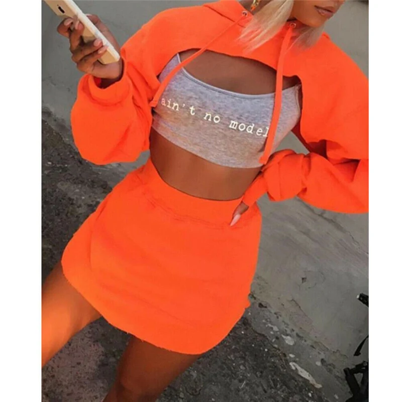 2019 New 2 Two Piece Set Women Fashion Long Sleeve Hooded Crop Tops Skirts Set Female Clothing Tracksuit Casual Holiday Outfits
2019 New 2 Two Piece Set Women Fashion Long Sleeve Hooded Crop Tops Skirts Set Female Clothing Tracksuit Casual Holiday Outfits