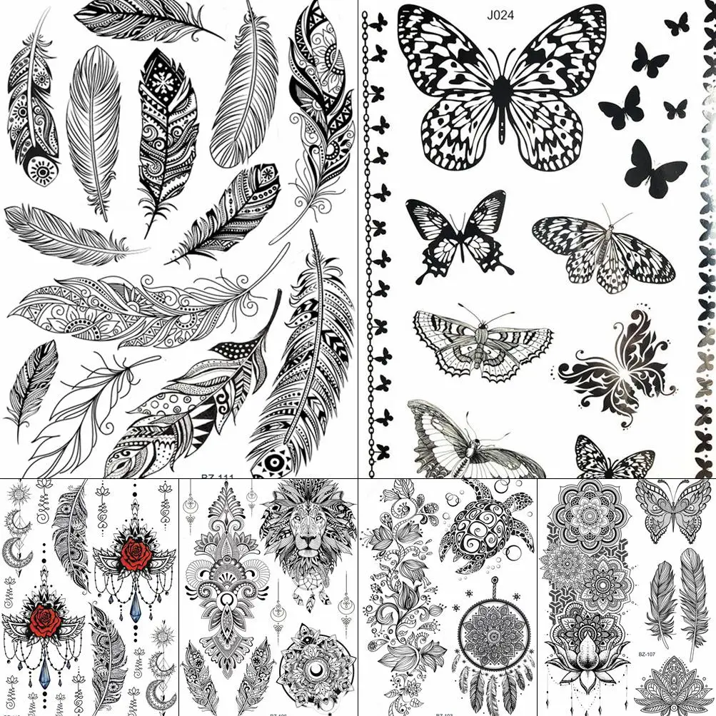 GoldOcean Black Indians Feather Women Wrist Arm Tattoos Stickers Fake Waterproof Butterfly Tattoo Tempaorary Body Ankle Tatto
GoldOcean Black Indians Feather Women Wrist Arm Tattoos Stickers Fake Waterproof Butterfly Tattoo Tempaorary Body Ankle Tatto