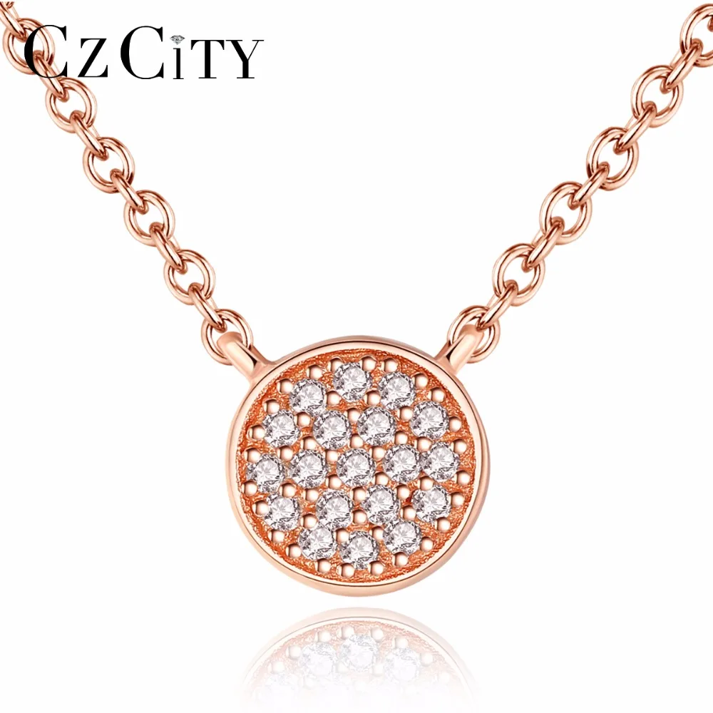 CZCITY Brand 925 Sterling Silver Chain Necklace Tiny Cubic Zirconia Inlay Round Rose Gold Lady Pendant Necklace Fine Jewelry
CZCITY Brand 925 Sterling Silver Chain Necklace Tiny Cubic Zirconia Inlay Round Rose Gold Lady Pendant Necklace Fine Jewelry