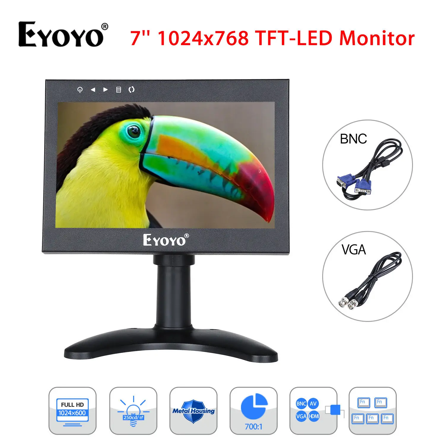 EYOYO HD07 7'' LCD 1024x600 300cd/m2 Video Audio PAL NTSC HDMl Monitor Metal Housing Built-in 5000MHA Rechargeable Battery
EYOYO HD07 7'' LCD 1024x600 300cd/m2 Video Audio PAL NTSC HDMl Monitor Metal Housing Built-in 5000MHA Rechargeable Battery