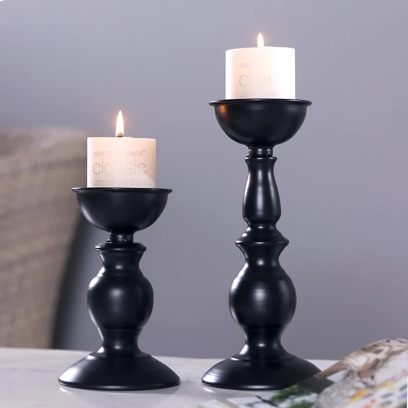 

1pc 4.33In Black Metal Pillar Candle Holders for tea light, Wedding Centerpieces Candlestick Holder Stand Centerpiece Decoration