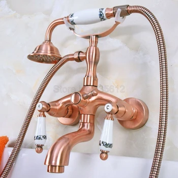 Antique Red Copper Clawfoot Bathtub Faucet Set with Handheld Shower Dual Ceramic Handles Mixer Taps Wall Mounted tna312
Antique Red Copper Clawfoot Bathtub Faucet Set with Handheld Shower Dual Ceramic Handles Mixer Taps Wall Mounted tna312