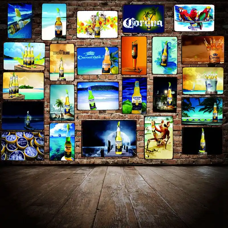 Corona Extra Cerveza Vintage Signo De Metal Placa De Estano De