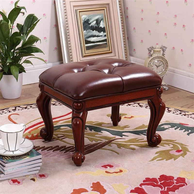 European home living room solid wood leather sofa stool change shoes stool coffee table stool small board Deng
European home living room solid wood leather sofa stool change shoes stool coffee table stool small board Deng