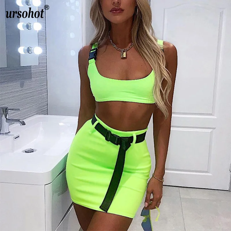 Ursohot Night Club Party Neon Dress Two Piece Set Women 2019 Summer Buckle Strap Outfit Streetwear Tracksuit Bodycon Vestidos
Ursohot Night Club Party Neon Dress Two Piece Set Women 2019 Summer Buckle Strap Outfit Streetwear Tracksuit Bodycon Vestidos