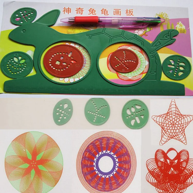 Children's magical turtle rabbit drawing board Variety puzzle million flower ruler Multifunctional ruler classic toy
Children's magical turtle rabbit drawing board Variety puzzle million flower ruler Multifunctional ruler classic toy
