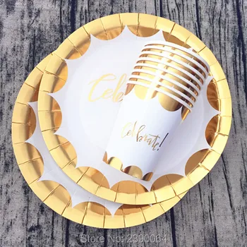 Free Shipping 80pcs Metallic Gold Celebrate Tableware Party Paper Plates Cups Foil Gold Scalloped Disposable Tableware
Free Shipping 80pcs Metallic Gold Celebrate Tableware Party Paper Plates Cups Foil Gold Scalloped Disposable Tableware