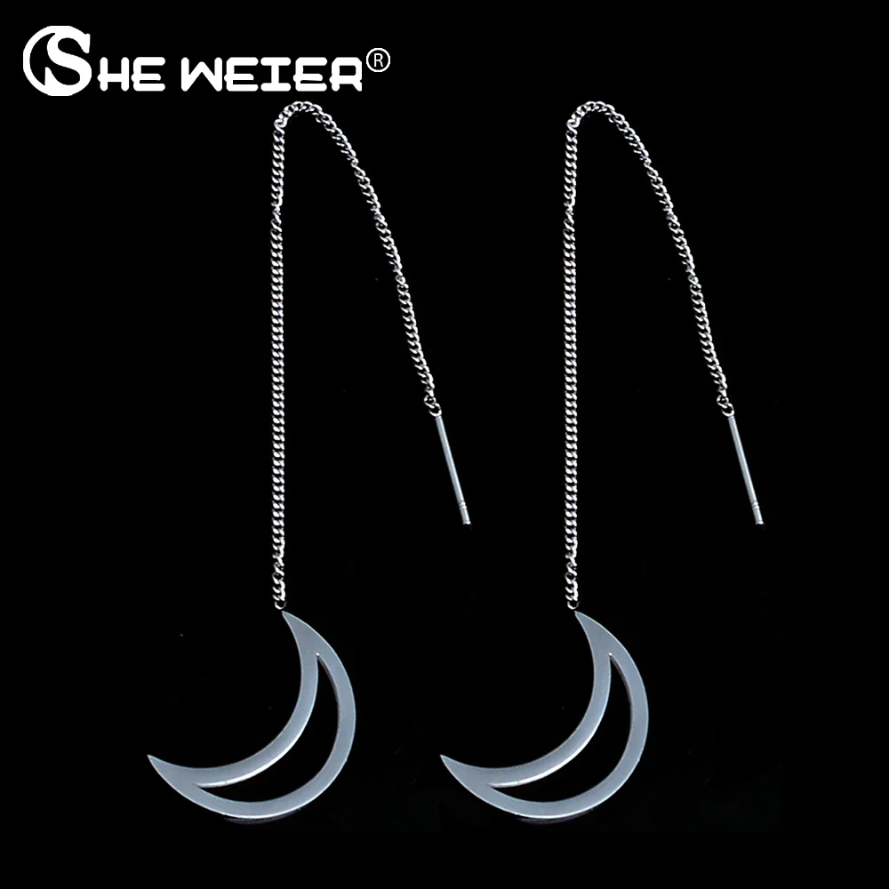 SHE WEIER stainless steel jewelry korean dangle drop long earrings hanging female brincos earing fashion charms lady moon
SHE WEIER stainless steel jewelry korean dangle drop long earrings hanging female brincos earing fashion charms lady moon