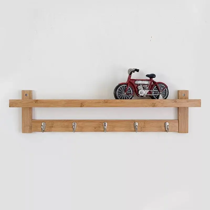Wall-Mounted Coat Hook Bamboo Wooden Coat Rack and Hook Rack with 5 Metal Hooks and Upper Shelf for Storage Scandinavian Style
Wall-Mounted Coat Hook Bamboo Wooden Coat Rack and Hook Rack with 5 Metal Hooks and Upper Shelf for Storage Scandinavian Style