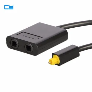 Black & White Dual Port Toslink Digital Optical one divide into two Audio patch cord Splitter Fiber Optic Audio Cable 1 In 2 Out 
Black & White Dual Port Toslink Digital Optical one divide into two Audio patch cord Splitter Fiber Optic Audio Cable 1 In 2 Out