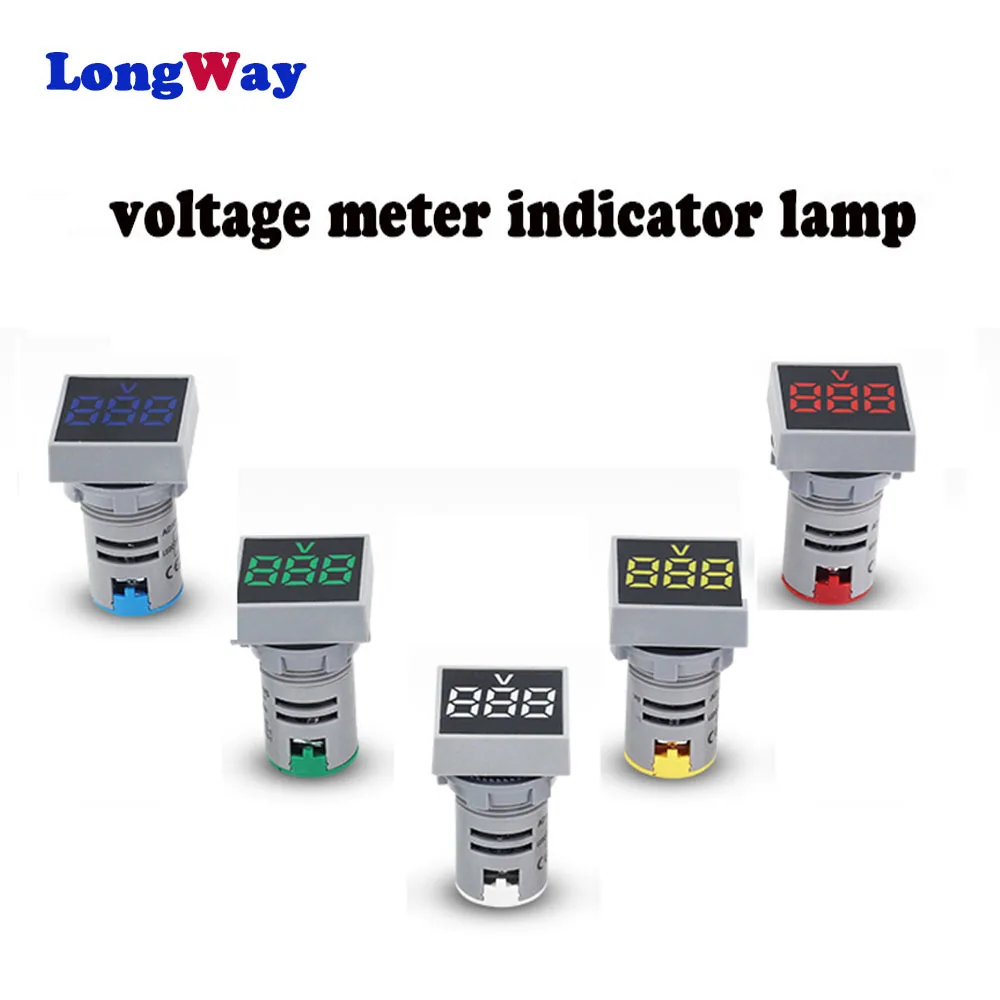 

22mm Square Measuring Range Current AC 20-500V Volt 0-100A Voltmeter ammeter double voltage meter indicator pilot light digital