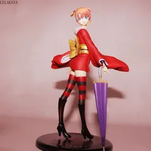 19cm prata alma anime figura de ação sexy líder gem gintama kagura kimono ver modelo com guarda-chuva decoração boneca brinquedos(China)