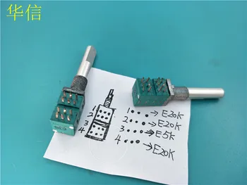 Original new 100% RK097G quadruple three resistance potentiometer E20K E5K E20K handle long 32MMF (SWITCH) 
Original new 100% RK097G quadruple three resistance potentiometer E20K E5K E20K handle long 32MMF (SWITCH)