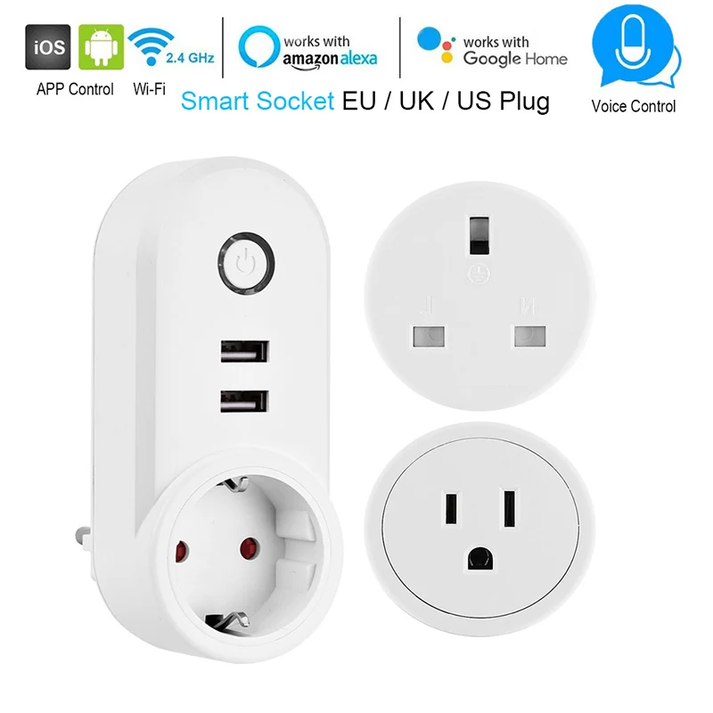 Smart Plug EUSocket with 2 USB charger Outlet Wifi Control Timer Switch Function Voice Control Alexa Echo and Google Home IFTTT
Smart Plug EUSocket with 2 USB charger Outlet Wifi Control Timer Switch Function Voice Control Alexa Echo and Google Home IFTTT