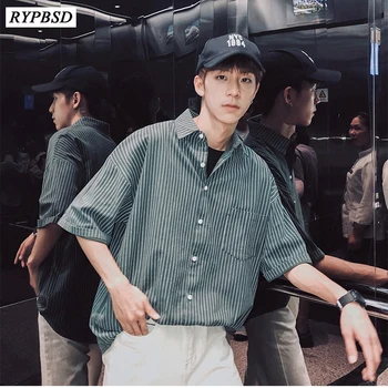 4 Colors New 2019 Short Sleeve Men Striped Shirt Single Breasted Streetwear Korean Fashion Turn-down Collar Casual Shirts M-XL
4 Colors New 2019 Short Sleeve Men Striped Shirt Single Breasted Streetwear Korean Fashion Turn-down Collar Casual Shirts M-XL