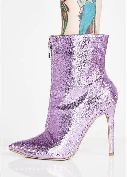 Womens Ankle Boots Shoes Pointed Toe Purple Silver Leather Studded Women Winter Boots Zipper Front Thigh High Heel Boots
Womens Ankle Boots Shoes Pointed Toe Purple Silver Leather Studded Women Winter Boots Zipper Front Thigh High Heel Boots
