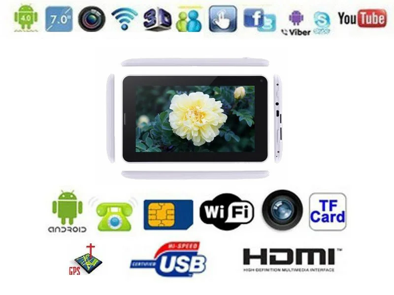 Android SIM 2G 7" MTK8317 Dual core Built-in 2G Phone Call GPS Android 4.1 Dual Cameras WIFI Tablet PC
Android SIM 2G 7" MTK8317 Dual core Built-in 2G Phone Call GPS Android 4.1 Dual Cameras WIFI Tablet PC
