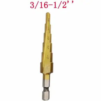 3/16-1/2 HSS 4241 Steel Step Cone Titanium Coated Drill Bit Cut Tool Set Hole Cutter with Hex Shank
3/16-1/2 HSS 4241 Steel Step Cone Titanium Coated Drill Bit Cut Tool Set Hole Cutter with Hex Shank