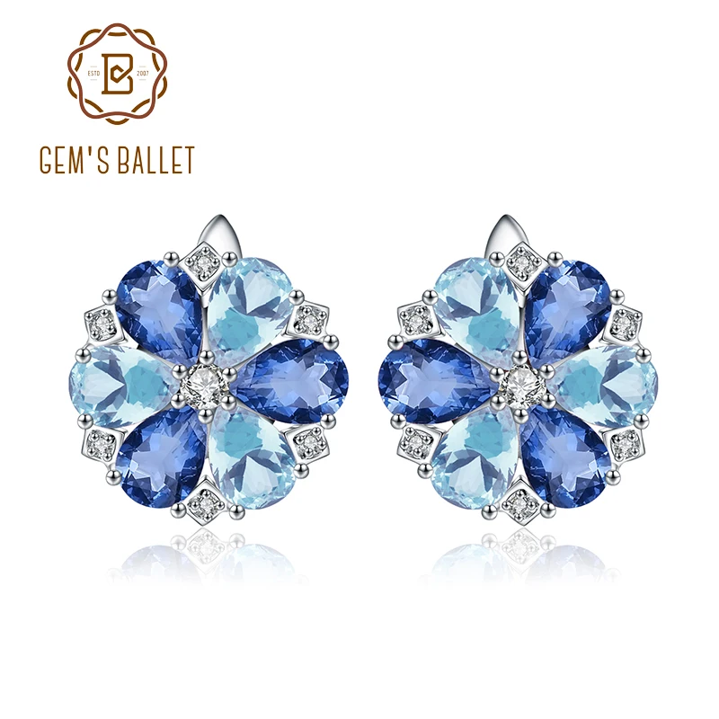 GEM'S BALLET Women's Natural Sky Blue Topaz Earrings Trendy Fine Jewelry 925 Sterling Silver Mystic Quartz Flowers Stud Earrings
GEM'S BALLET Women's Natural Sky Blue Topaz Earrings Trendy Fine Jewelry 925 Sterling Silver Mystic Quartz Flowers Stud Earrings