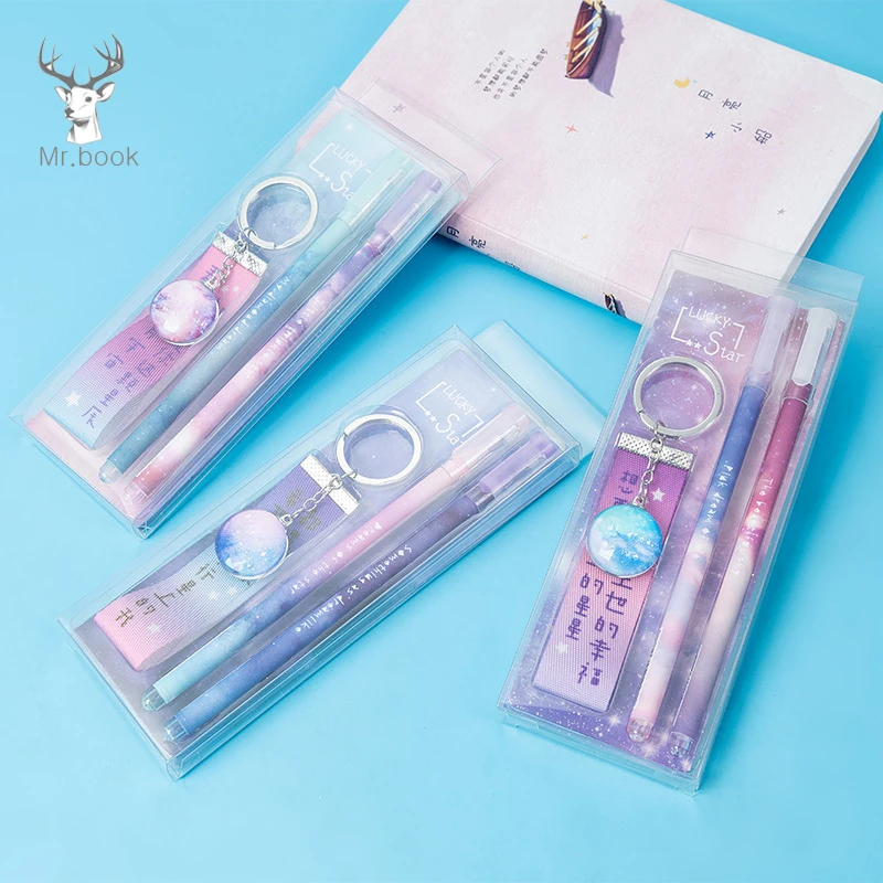2 Pcs Galaxy Color Gel Pen Starry Star 0.5mm Gel Pens with Card Keys Chain Holder Kawaii Stationery Office School Supplies
2 Pcs Galaxy Color Gel Pen Starry Star 0.5mm Gel Pens with Card Keys Chain Holder Kawaii Stationery Office School Supplies