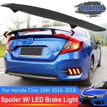 Rear Trunk Unpainted Black Spoiler Wing with Red LED Brake Light R Style Rear Trunk Lip For Honda for Civic 10th 2016-2018
Rear Trunk Unpainted Black Spoiler Wing with Red LED Brake Light R Style Rear Trunk Lip For Honda for Civic 10th 2016-2018
