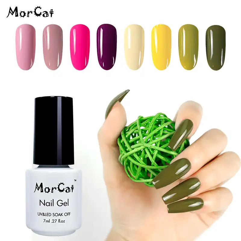 MorCat Gel Nail Polish Olive Green UV Soak Off Gel Varnish