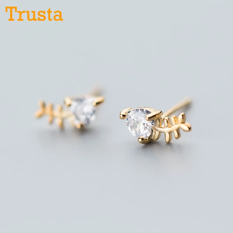Trusta 100% 925 Real Sterling Silver Fashion Cute Tiny Gold CZ Fishbone 5mmX9mm Stud Earrings Gift For Womens Jewelry DS512
Trusta 100% 925 Real Sterling Silver Fashion Cute Tiny Gold CZ Fishbone 5mmX9mm Stud Earrings Gift For Womens Jewelry DS512