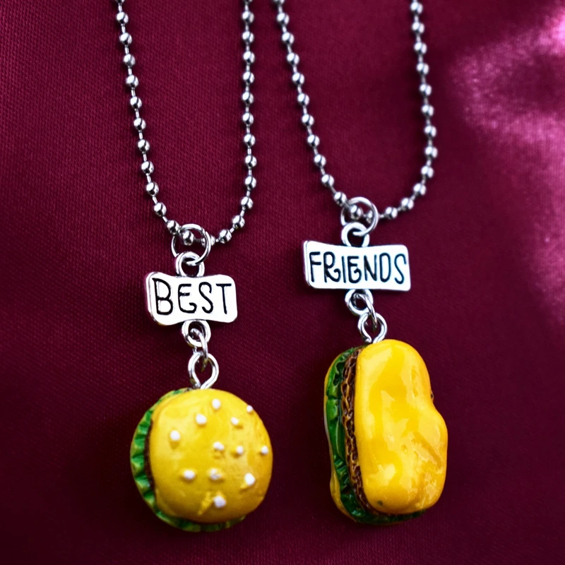 Children Best Friend Necklace Simulation Hamburger Pendant Friendship Food BFF 2 Necklace Jewelry Gifts For Kids 2PCS/Set
Children Best Friend Necklace Simulation Hamburger Pendant Friendship Food BFF 2 Necklace Jewelry Gifts For Kids 2PCS/Set